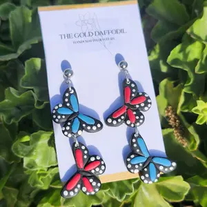 Butterfly Stack Dangle for Spring Blue and Pink