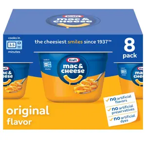 Kraft Mac and Cheese, 8 Cups, for Easy Dinner or Dinner Sides, Original Flavor, No Artificial Flavors, Preservatives or Dyes, 2.05 oz