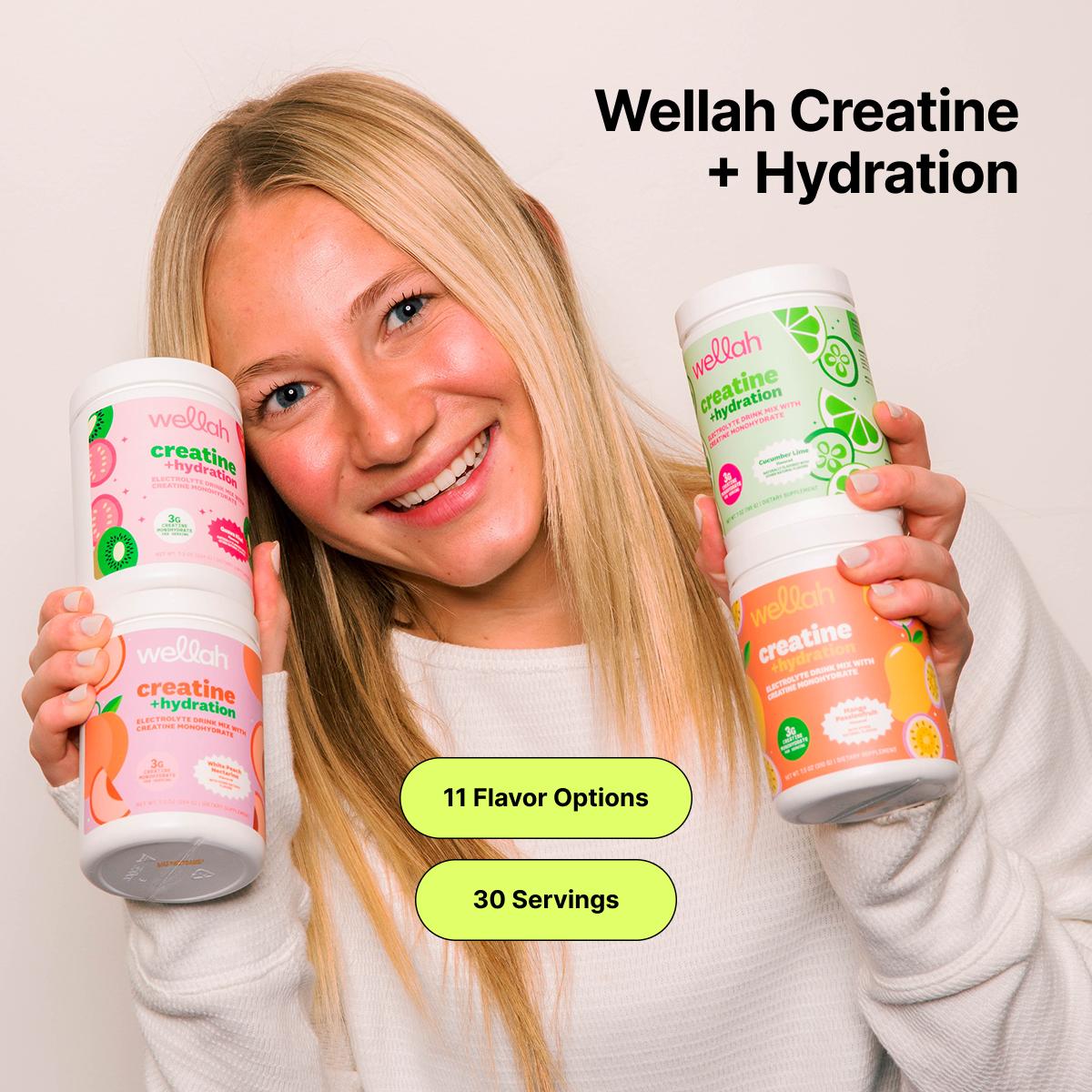 Wellah Creatine + Hydration | 3g Creatine Monohydrate & 1500mg Electrolytes Supplement | 30 Servings For Fitness & Performance
