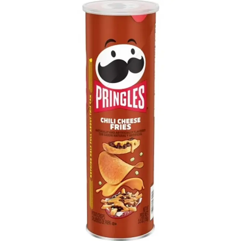 3x Pringles Chilli Cheese Fries Crisps - 5.5oz Bulk Packaging, Ambient Party Snacks, Bold Cheesy Spicy Flavor, Cholesterol-Free Salty Treat, All Ages Lunchbox Munchies, Contains Cheese Crisps & Puffed Snacks
