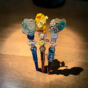 X1 Themed Style Beaded Pen DIY Handmade Plastic Metal Black Ink with Fun Topper for Customization each 7.99
