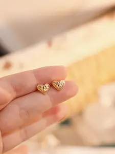 Cute Heart-Shaped Earrings Set, Ear Studs, Brass Material, Unique Design, Perfect Gift for Valentine's Day & Thanksgiving, Daily Wear Accessories