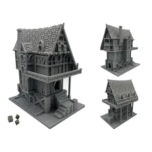 Hautico Middle-Ages Building Terrain for Tabletop RPG Wargame Miniatures, Paintable