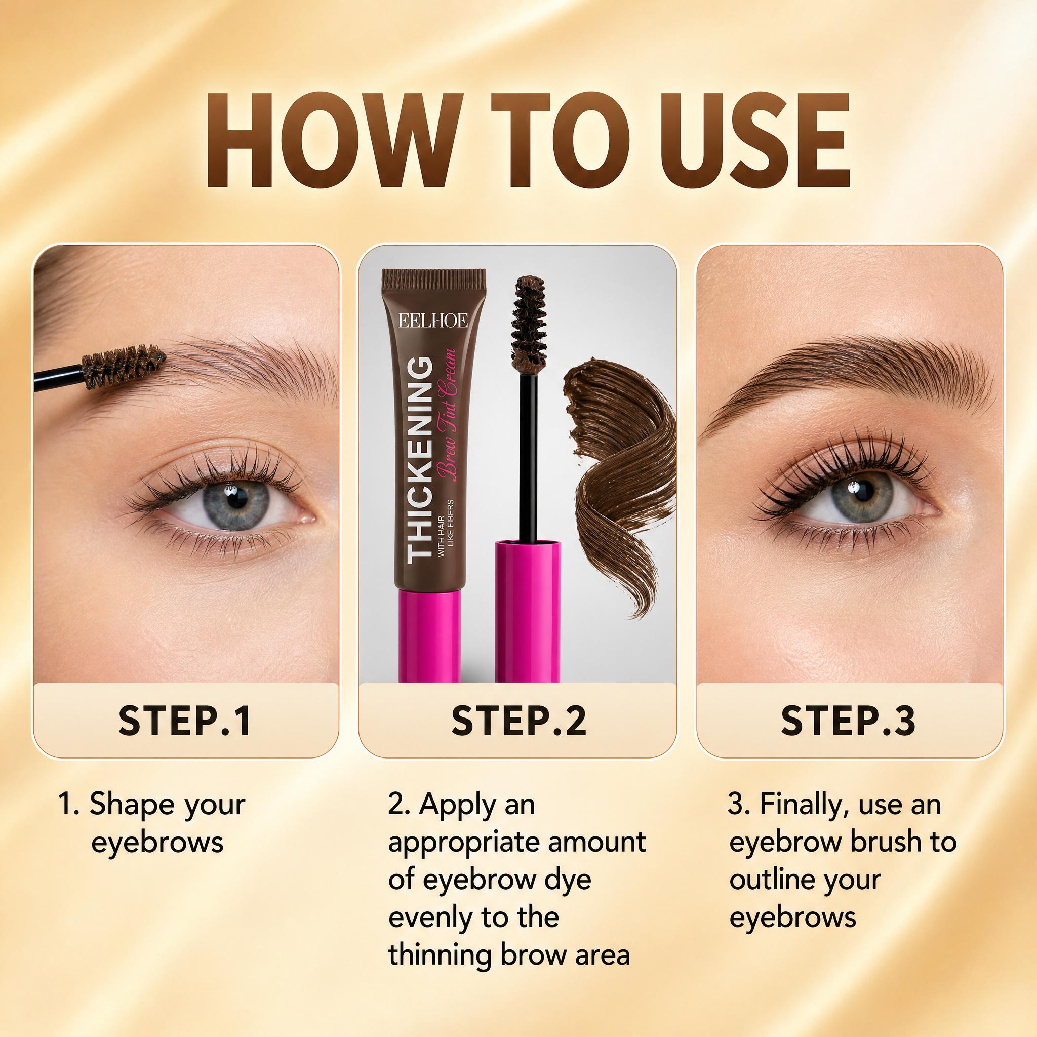 Fiber Brow Dye - Waterproof, Smudge-Proof Eyebrow Product Ideal for Natural Makeup, Targets Sparse Brows for Fluffy, Full Results, Eyebrow Products, Fluffy Brows