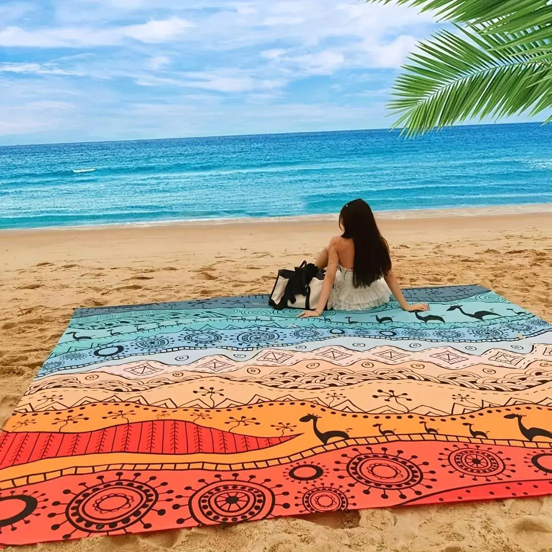 Beach Blanket Anti Sand, Oversized Beach Mat, Large And Compact Sand Free Mat with Quick Drying, Lightweight And Durable, Very Suitable for Travel, Camping, Beach Vacation