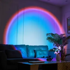 USB- Smart RGB/Blue LED Rainbow Sunset & Night Light - 360 °   Rotating Bedside with Dimmer, USB-Controlled Ambient for, Photography Backdrop, Compact Nightlight Gift Suitable for Home, Bedside, Parties