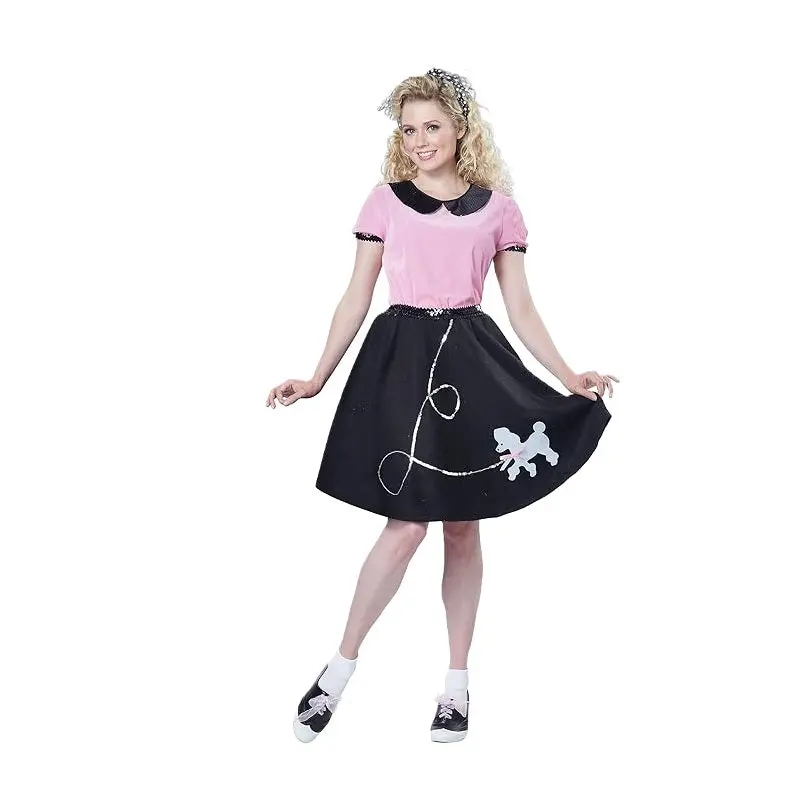 Sock Hop Poodle Skirt Set - 1950's - Pink/Black - Costume - Women - 2 Sizes