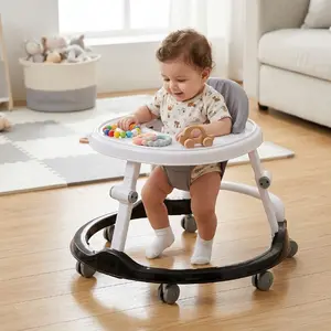 Multi-Directional Front Wheels, Tray, Adjustable Height and Flat Fold Frame for Storage, Ages 6 Months +, Emily Pink