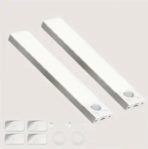 2 Pack Rechargeable Motion Sensor Under Cabinet Lights, Magnetic Wireless LED Closet Lights for Kitchen, Bedroom, Stairs, Pantry lamp outdoorfun