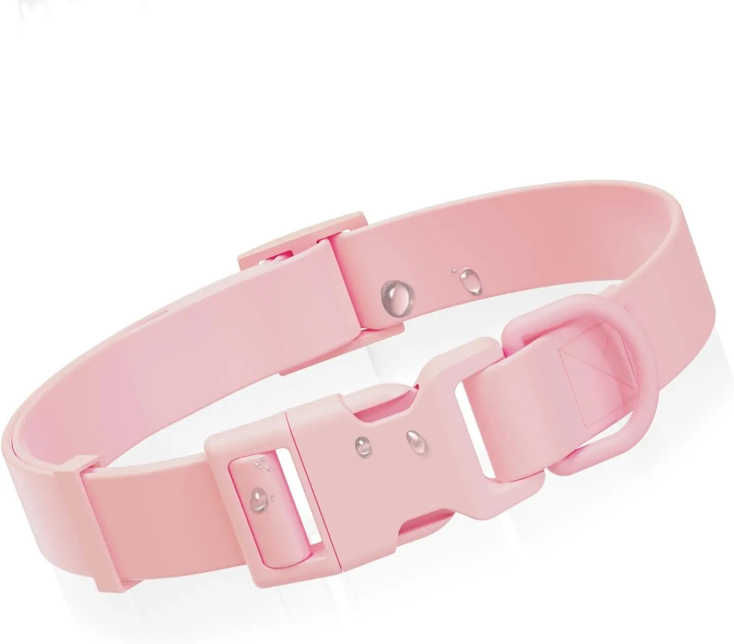 Waterproof Rubber Adjustable Dog Collar with Quick Release Buckle Odor-Resistant Easy to Clean Pet Collar for Small Medium Large Dogs Pink M 11.8-18.5 inch