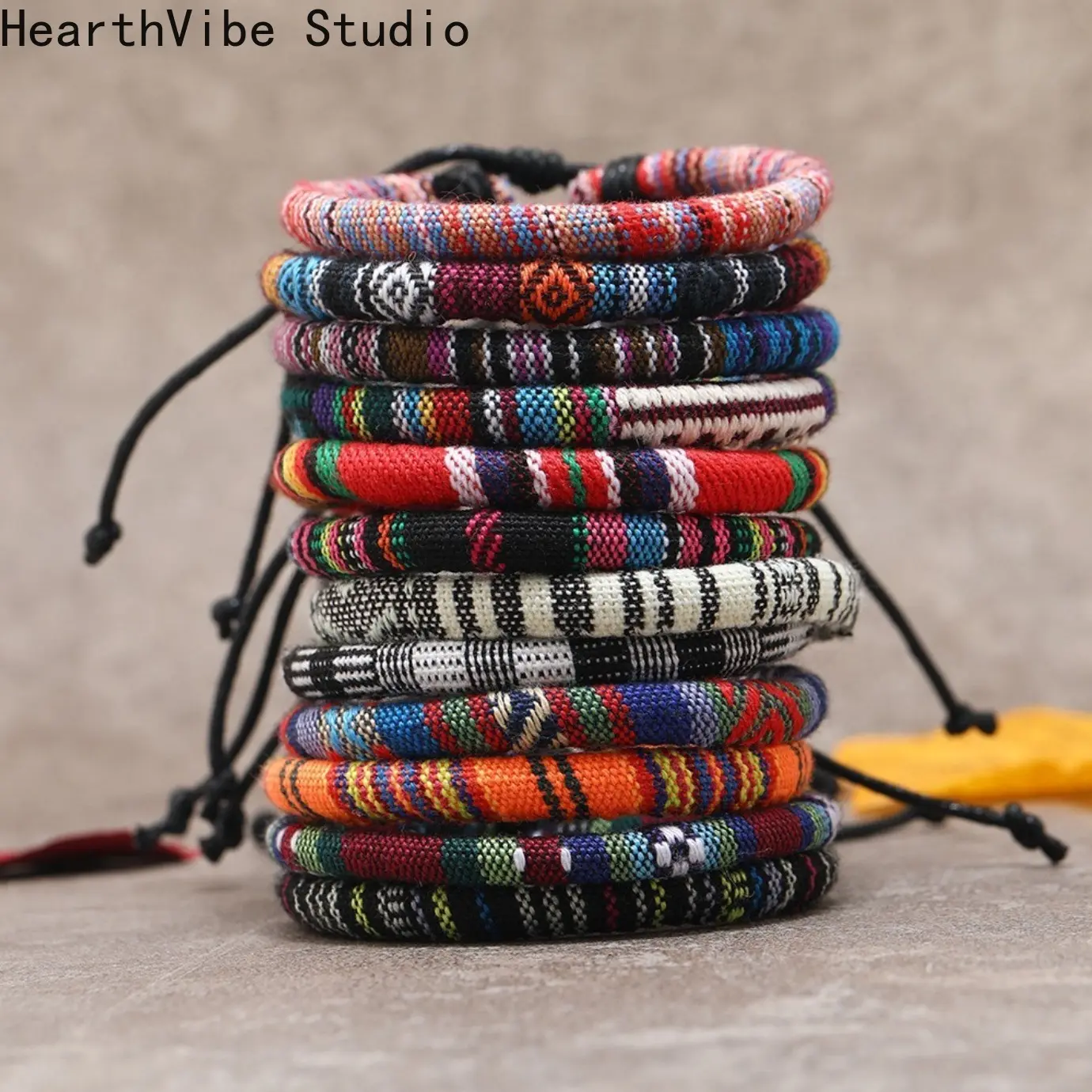 12-Piece Handwoven Lucky Rope Stackable Bracelets - Handmade Buddhist Meditation Sports Wristbands, Unisex Beaded Jewellery Accessories for Men’s Sports & Outdoor Use, Beaded Bracelet, Buddhism, 12-Pieces, Multicolor