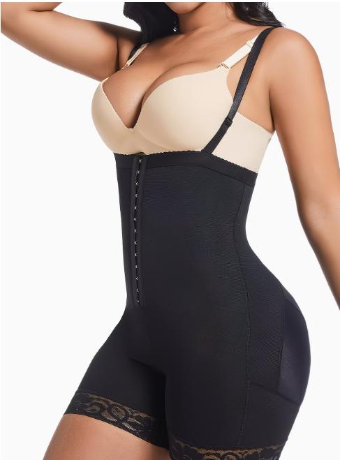 Women's Enhanced Waist & Abdomen Control Shapewear Bodysuit, Open Crotch with Zipper for Convenience, Butt Lifting Full Body Shaper, Plus Size Breathable Tummy Control Faja