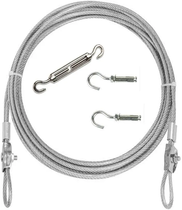 Clothesline, Stainless Steel Clothesline Wire Outdoor Cable Wire Rope Laundry Hanging Drying with Tightener System Multipurpose forOutdoor/Indoor/Home/Drying (32Ft)