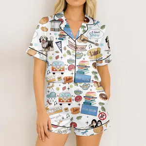 Luke’s Diner Coffee Pajama Set, Bride Squad Satin Sleepwear, Cozy Movie Themed Lounge Outfit, Cute Gift for Women & Bridesmaids
