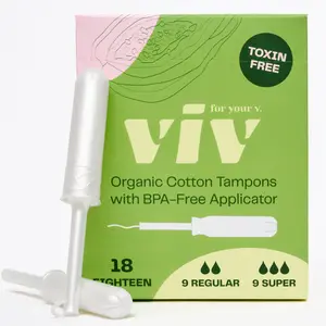 Viv Organic Cotton Tampons - Safe, Toxin-Free, Natural Tampons for Comfort and Convenience, Smooth Applicator - Regular, Super, Combo Tampons