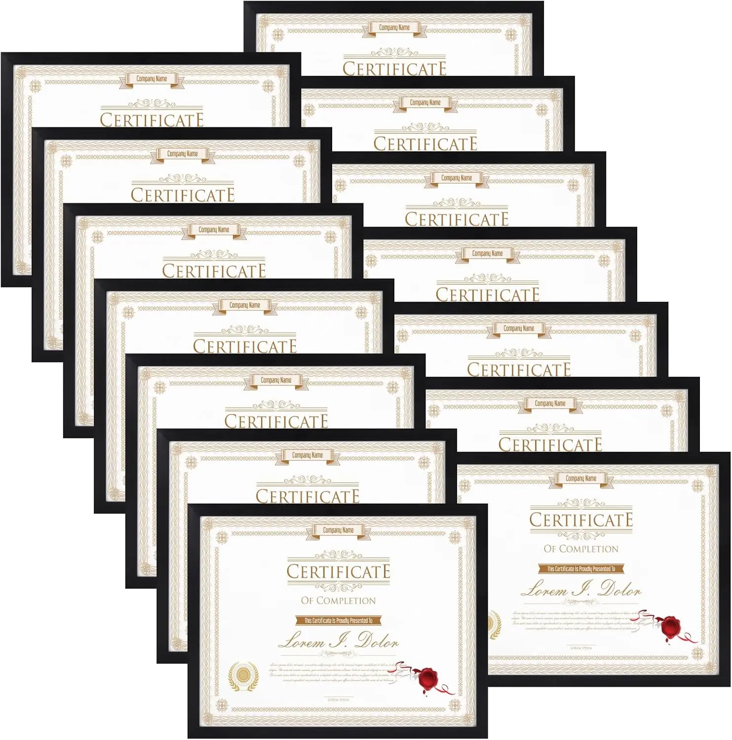 14 Pack 8.5x11 Certificate Picture Frames, Multi 8.5 by 11 Photo Frame for Award Document Diploma Frame, Wall Hanging or Tabletop Display, Black
