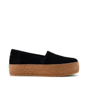 Valencia Black Suede Espadrille Platform Espadrille