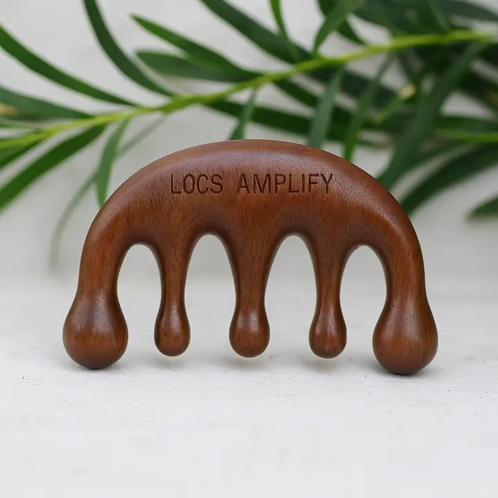 Locs Amplify Sandalwood Wide-Tooth Comb | Anti-Static Scalp-Massage Pick | For Locs, Dreadlocks, Braids; Natural Hair | 1 Comb