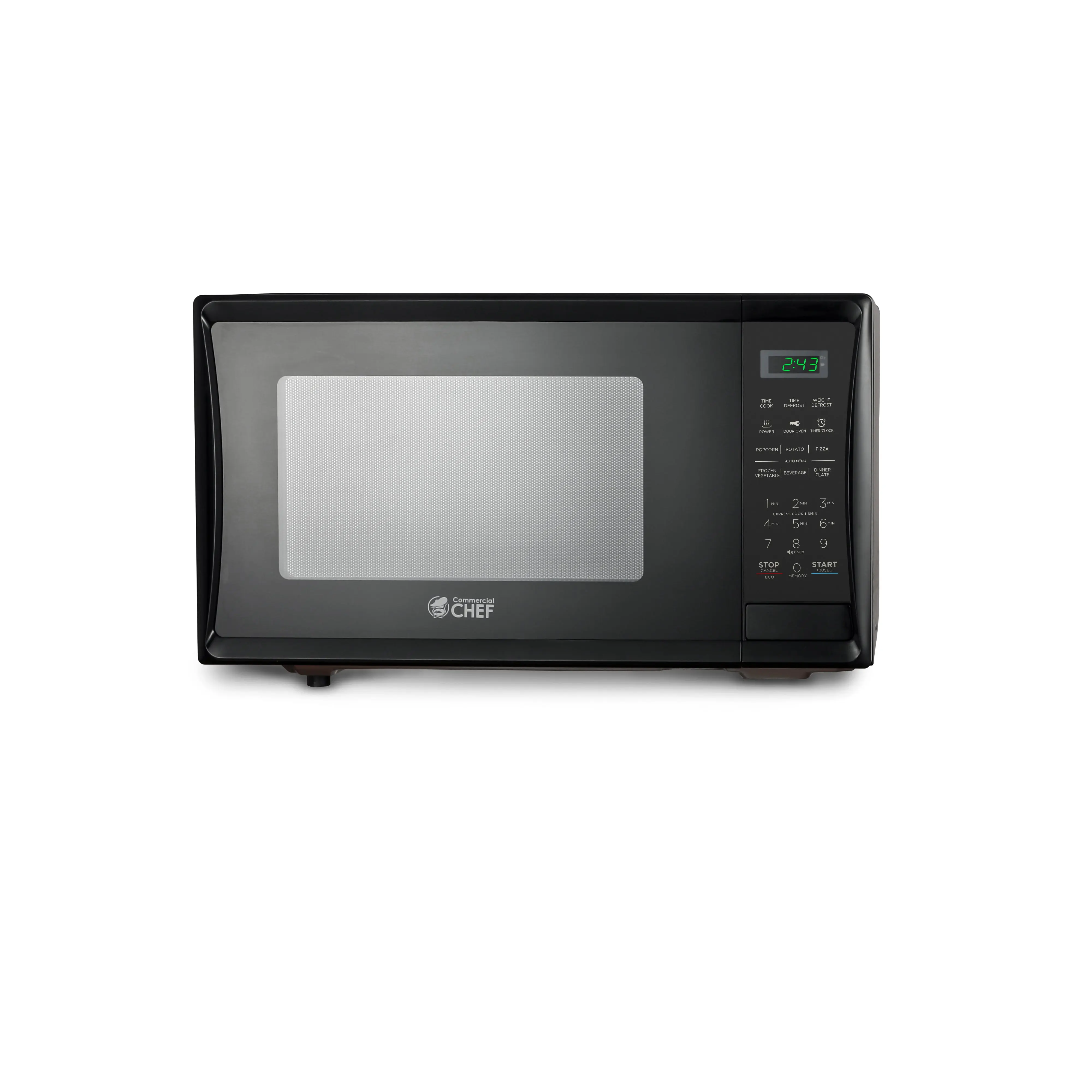 Commercial Chef 1.1 Cu. Ft. Countertop Microwave Oven, Touch Controls with Digital LED Display, 1000W Small Microwave with 12.4 Turntable Plate, Push Button Door, 10 Power Levels, CHM11MB, Black