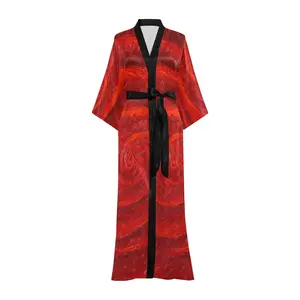 Red Rose 56" EXTRA LONG Kimono Robe For Tall Women | JSFA