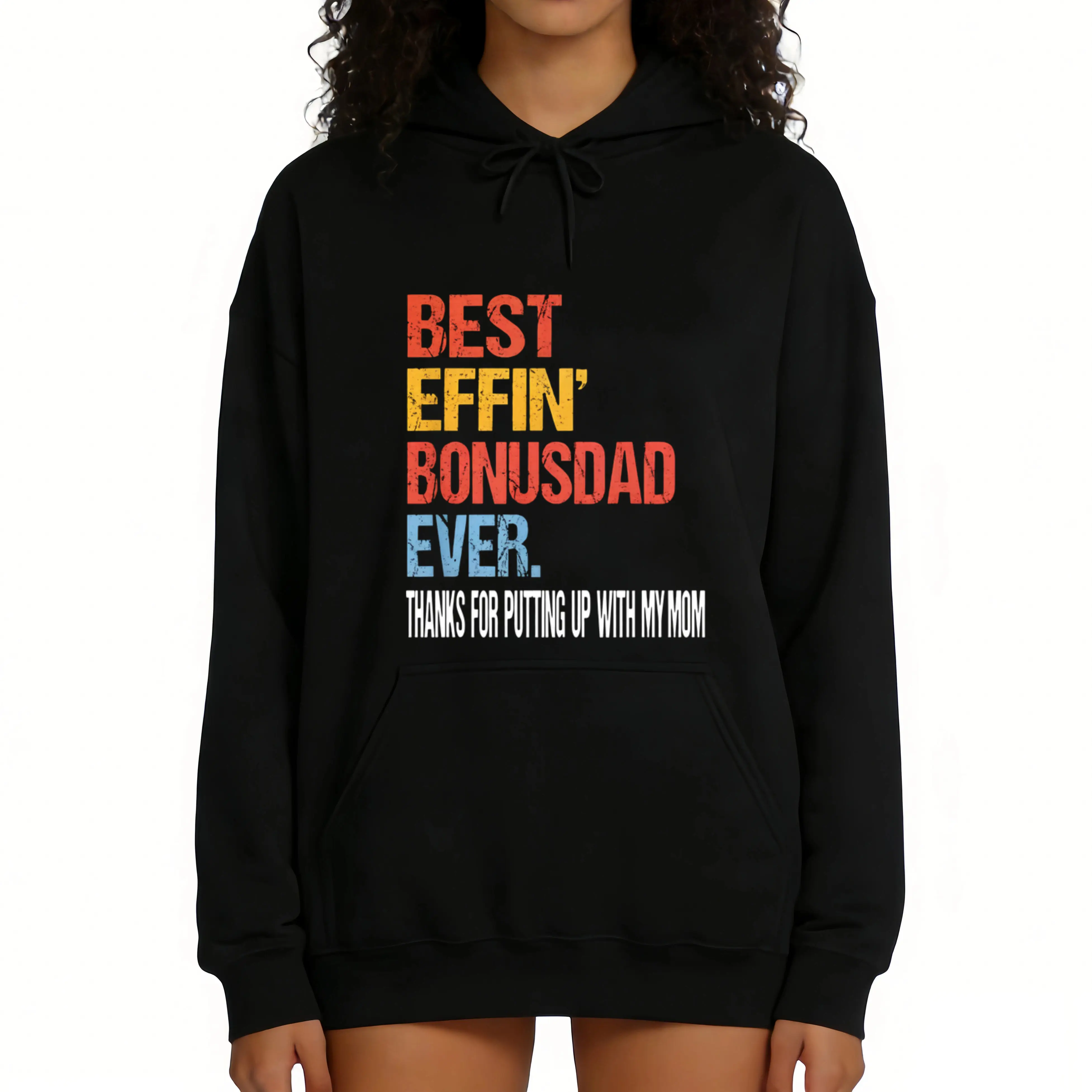 Funny 'Bonus Dad Ever' Long Sleeve Hoodie – Unique Father’s Day Gift for Stepdads and Husbands
