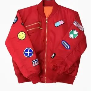 Zulin Red Akira Lightweight Cotton Bomber Jacket