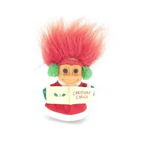 Troll Doll Red Hair Christmas Caroler Vintage Retro 5 inch Gift Holiday