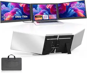 15.6" 1-Cable Portable Laptop Screen Extender, Ultra-Thin 1080P FHD Triple Monitor, USB-C/USB-A Connection for 13-17.3" Laptops & Mobile Devices (Driver Required)