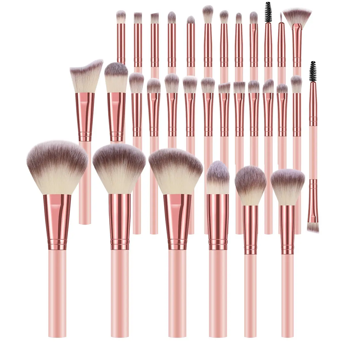 20/25/30-Piece Makeup Brush Set with Storage Bag Rose Gold Synthetic Soft Bristles Foundation Powder Concealer Eyeshadow Blush Contour Eyebrow Spoolie Complete Makeup Tools Kit For Beginners Makeup Artists Daily Makeup Application