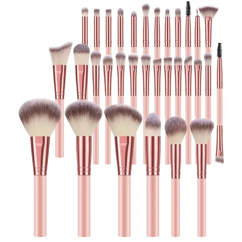 25pcs Rose Gold Makeup Brushes Set - Cruelty-Free Synthetic Soft Bristles, Beginner-Friendly Gifts for Women, Face Makeup & Eyeshadow Beauty Tools (Concealer, Blush, Contour, Eyebrow Spoolie)