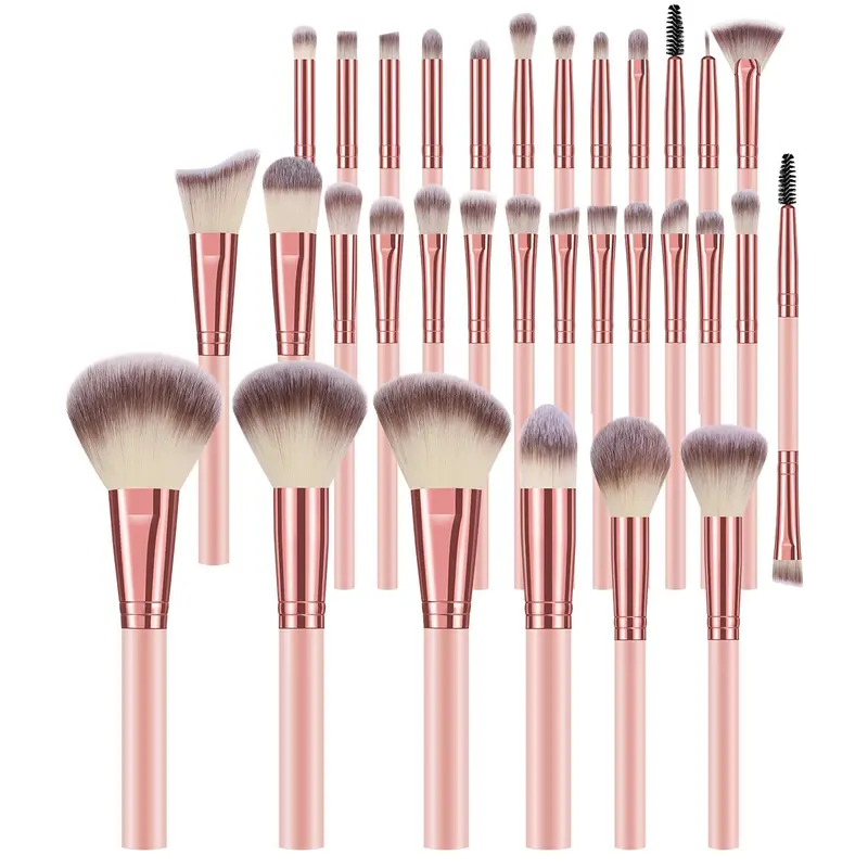 25pcs Rose Gold Makeup Brushes Set - Cruelty-Free Synthetic Soft Bristles, Beginner-Friendly Gifts for Women, Face Makeup & Eyeshadow Beauty Tools (Concealer, Blush, Contour, Eyebrow Spoolie)