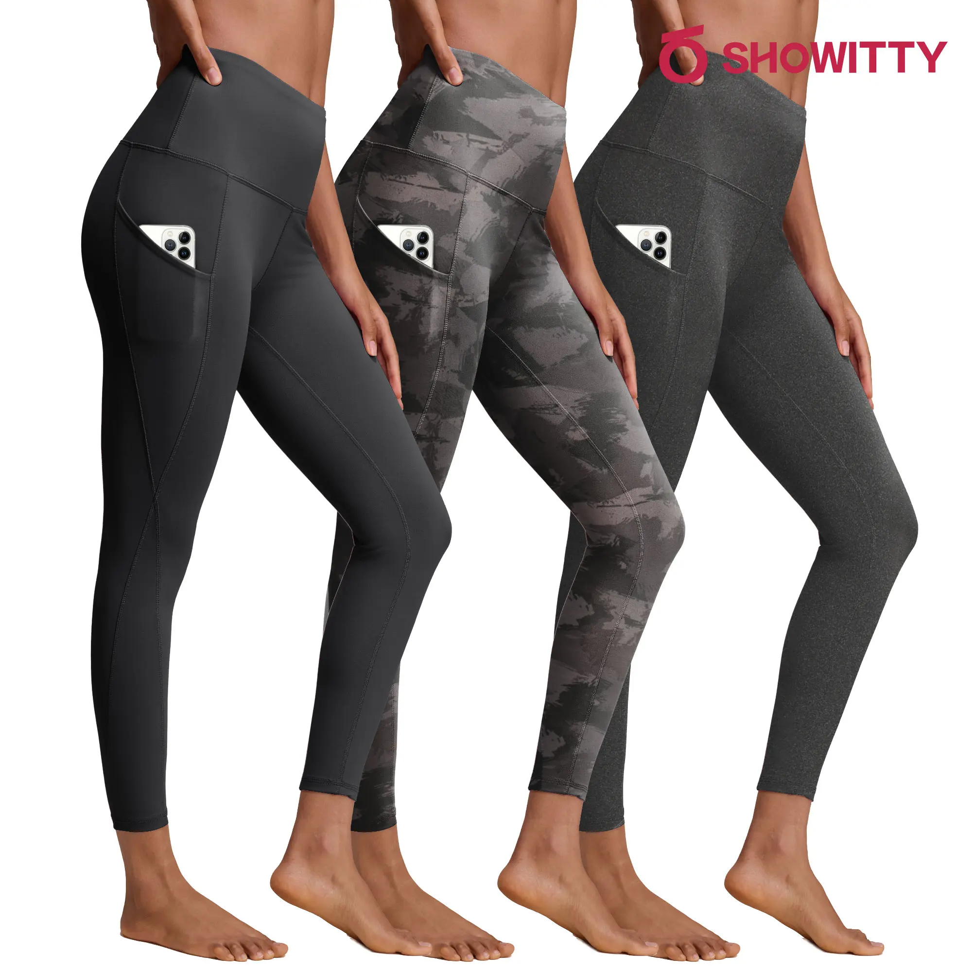 Black/ Black Printed/ Dark Grey Healther(2 Pockets