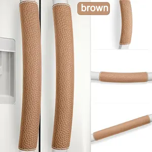 2 pieces, Thickened Faux Leather Cover, Double Door Refrigerator Handle Gloves, Glass Sliding Door Protector, Microwave Anti-Slip Handle Cover, Dishwasher Anti-Collision and Stain Resistant Faux Leather Cover, Kitchen Utensil Gloves