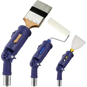 Multi-Angle Paint Brush Extension Rod - Paint Brush Roller Scraper Extension Rod Attachment Bracket - Rotatable Head, Safe Handle Grip - Easily Reach Ceilings, Walls, Corner Edges - Blue