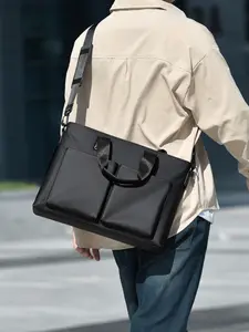 Men's Business Shoulder Strap Briefcase Bag, Large Capacity for Work Travel Daily Use, Laptop Handbag Fits 15.6 Inch Laptops, Simple Design