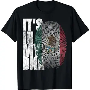 CoreVibesCo 100% Cotton "It's In My DNA" Mexican Heritage T-Shirt with Digital Print for Men Women Unisex Fit Celebrating Mexican Roots Perfect Gift classic  rock  tee moon  rocks macco