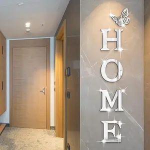 Home Wall Decor,Living Room Wall Decor Home Sign Letters Mirror Wall Stickers,Modern Decals