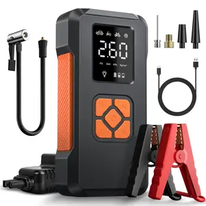 Portable Car Jump Starter with Air Compressor, 3500A Car Battery Jump Starter / 150PSI Tire Inflator (All Gas/10.0L Diesel), 12V Car Battery Jump Starter w/ LCD Display, Flashlight,Jumper Cable