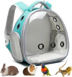 Portable Travel pet Backpack Carrier Hamster Bag Guinea Pig Bird Small   Turtle Carrier  Cage  Bearded Dragon Breathable Hangbag (Green)