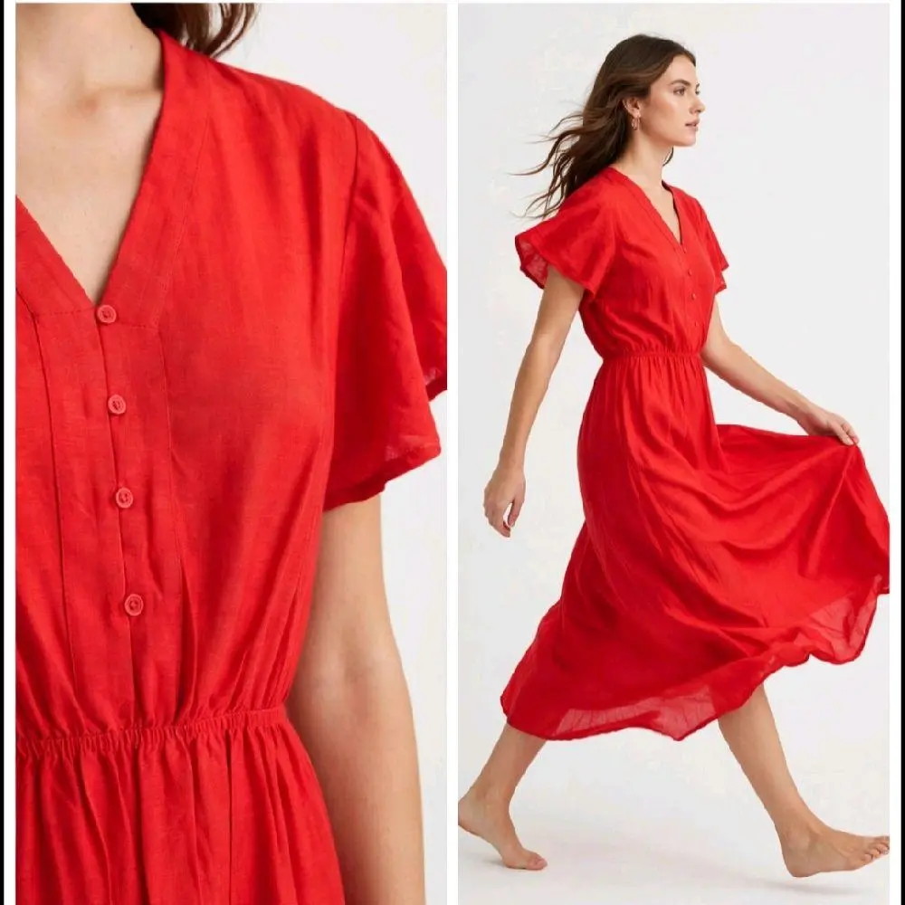 Lady's Modest Fashion Half-Sleeve Maxi Dress - Casual Loose-Fit Sundress with Breathable Fabric for Beach Style Outings
