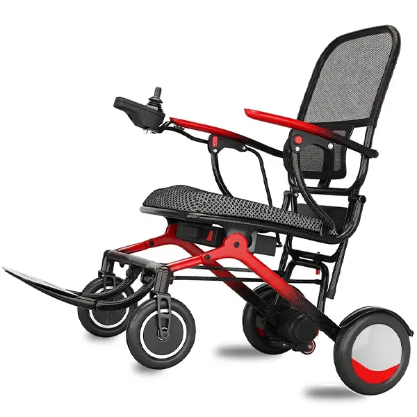 Electric Folding Carbon Fiber Wheelchair - 50lbs Lightweight, 15 Mi Range, All-Terrain Battery-Operated Assistive Mobility Aid, Portable Accessibility Device for Seniors, Unisex Travel Medical Transport
