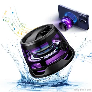 Magnetic Bluetooth Speaker with Multi-RGB Color Light,Phone Holder for Metal Surface,Mini Speaker for Shower,Room,Bike,Car,Outdoor,Gifts for Teens