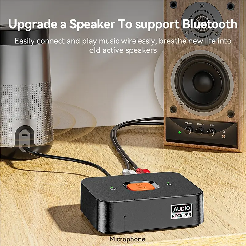 Wireless Adapter V6.0 Audio Receiver, Connect Two Phones Simultaneously, Dual Connection, Stereo Sound Quality, Scratch-Resistant, Lightweight and Compact