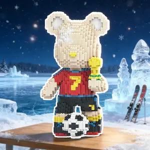 Trendy Football Bear 3D Puzzle Building Block Decor, Perfect for Home Office Shelves, Great Gift for Holidays and Parties