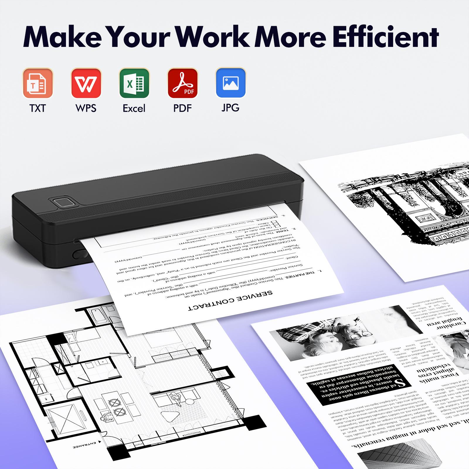 A4 Portable Printer Thermal Wireless Bluetooth Tattoo Transfer Machine Mini Document Label Printer