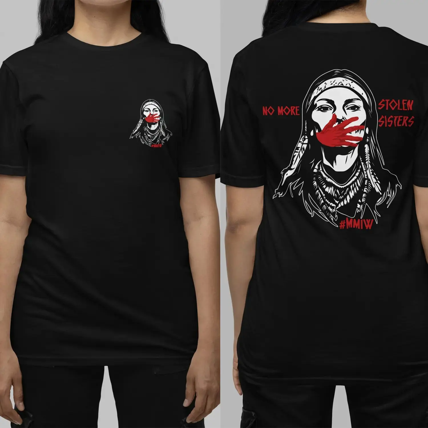 Women's MMIW Graphic Print Round Neck Poly-Cotton Tshirt - Justice For Indigenous Women, Red Dress Day Casual Tops, Basic, Thanksgiving