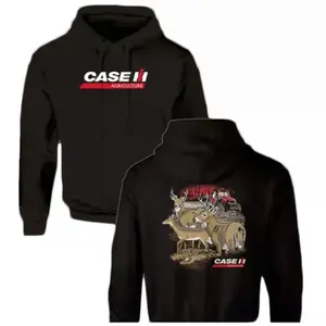 Case IH Deer Tractor Hoodie – Vintage Case IH Graphic Hoodie, Farm Deer Scene, Red Tractor Hoodie, Agriculture Farmwear for Men and Women, Unisex Top