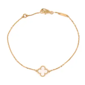 Pre-owned Van Cleef & Arpels Sweet Alhambra Bracelet 18K Yellow Gold and Mother of Pearl by Rebag