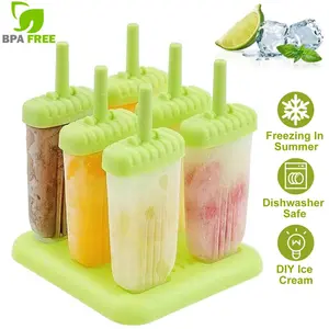 6 Pcs Popsicle Molds Reusable Ice Cream DIY Ice Pop Maker Ice Bar Maker Plastic Popsicle Mold For Homemade Iced Snacks