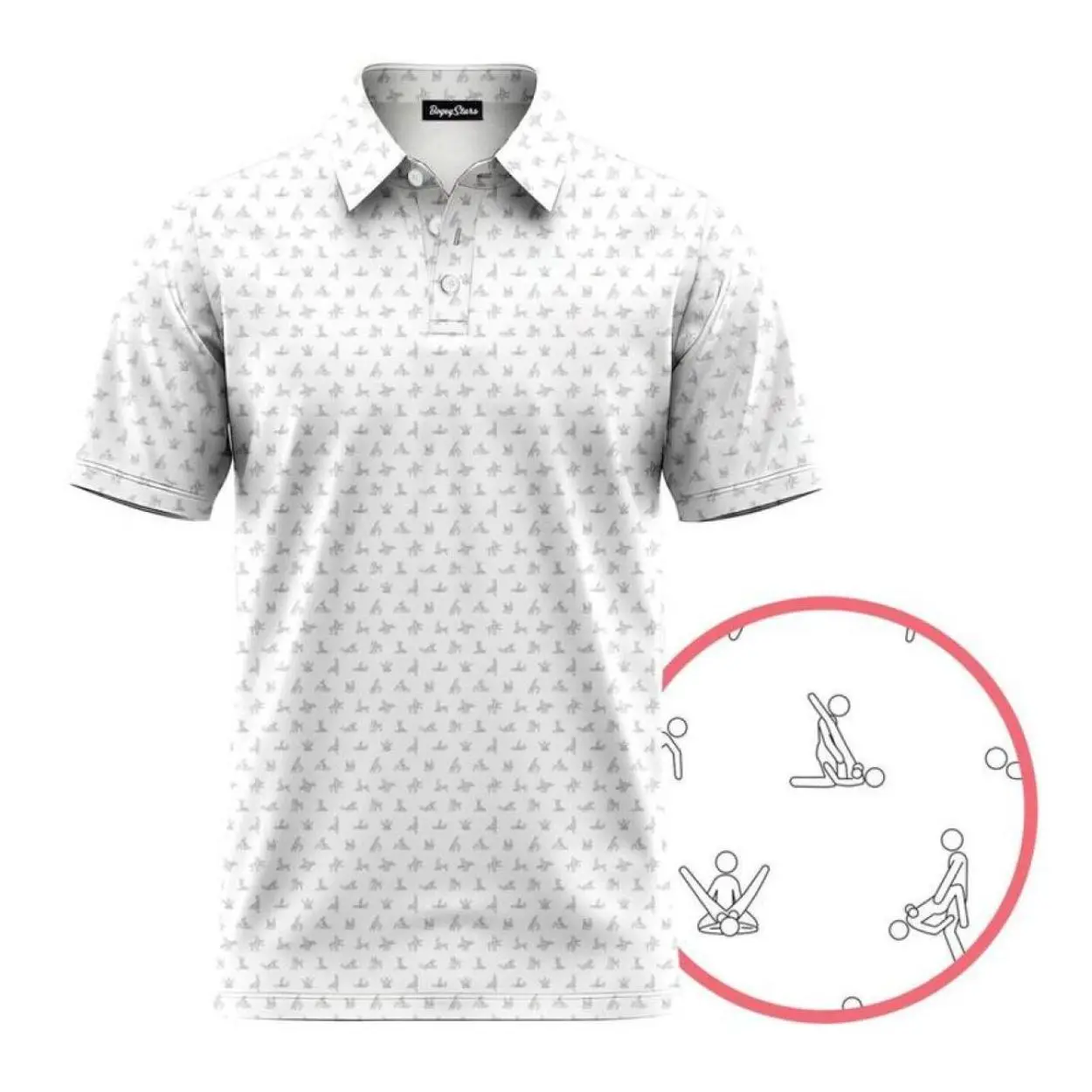 White Education Print Polo Shirt for Men – Retro Golf Shirt, Relaxed Fit, Vintage Classic Style, Soft Cotton Blend